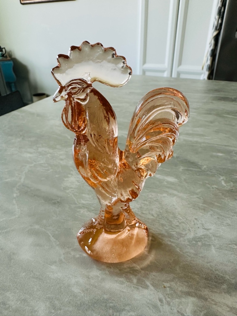 Handcrafted Pink Glass Rooster Figurine - Decorative Home Art-4 in high